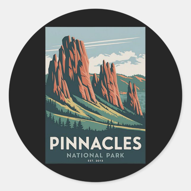 Sticker Rond Pinnacles National Park Camping randonnée vintage  (Devant)