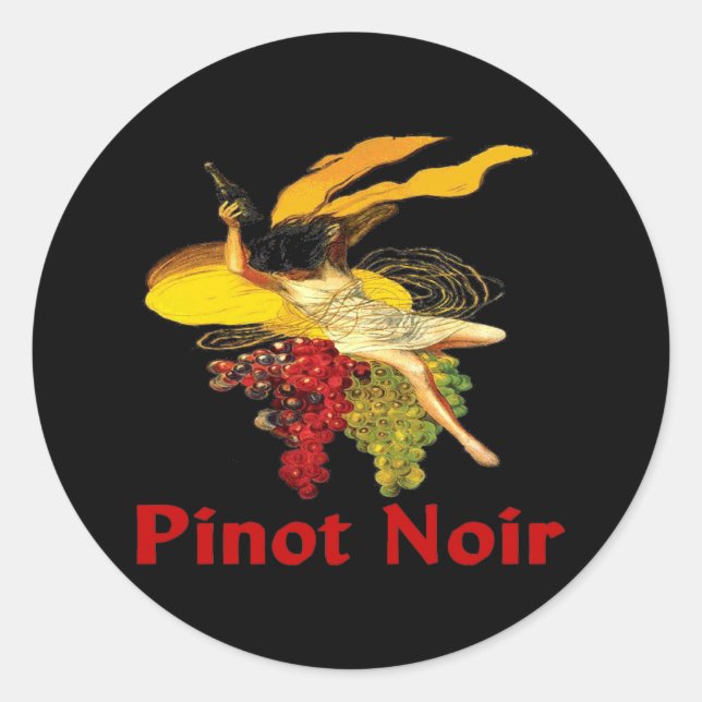 Sticker Rond Pinot noir de femme de vin (Devant)