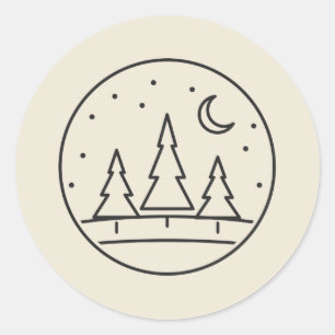 Sticker Rond Pins enneigés et badge de cercle de neige qui tomb