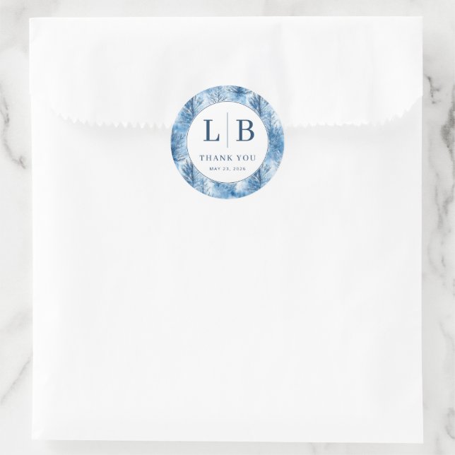 Sticker Rond Pins tranquilles bleus d'hiver (Sac)