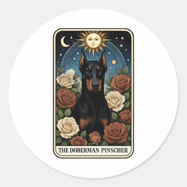 Sticker Rond Pinscher Dobermann (Devant)