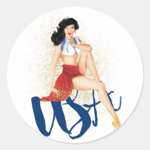Sticker Rond Pinup USA