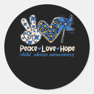 Sticker Rond Pinwheel Peace Love Hope Child Abuse Prevention Aw