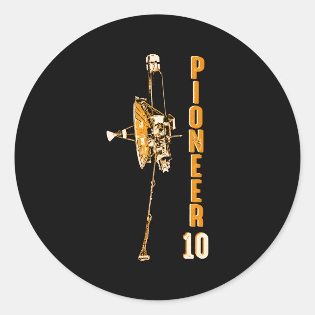 Sticker Rond Pioneer 10 sonde spatiale Planet Jupiter Système s (Devant)