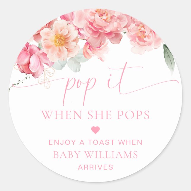 Sticker Rond Piper Peony Baby shower Floral Pop It (Devant)