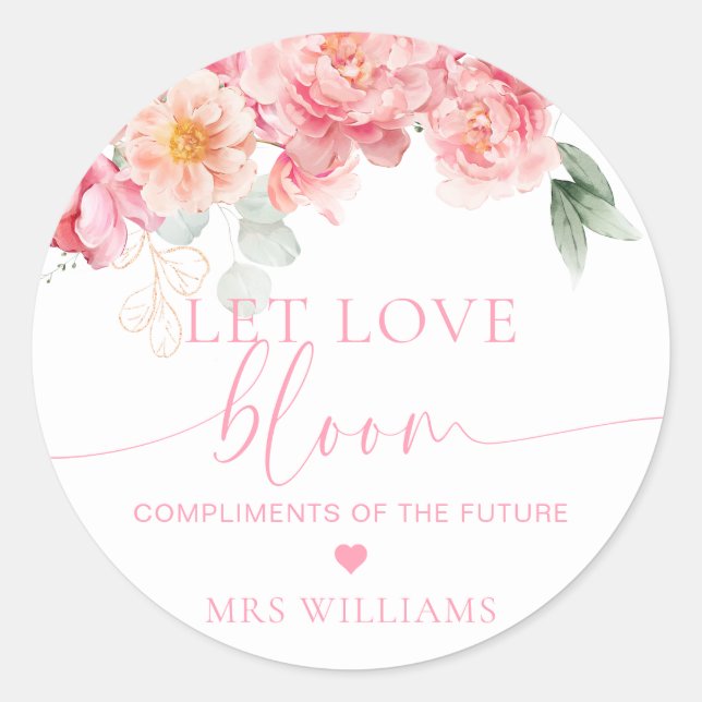 Sticker Rond Piper Peony Floral laisser l'amour fleurir favoris (Devant)