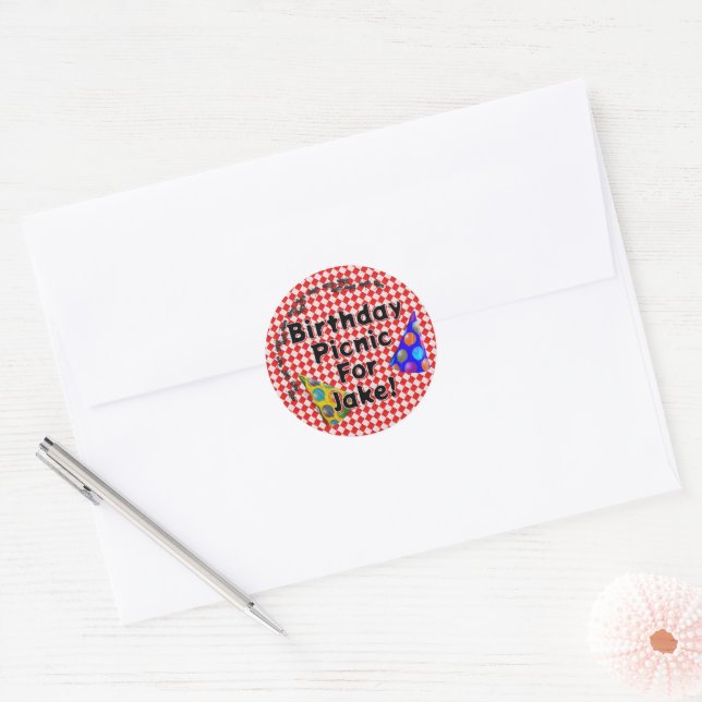 Sticker Rond Pique-nique d'anniversaire (Enveloppe)