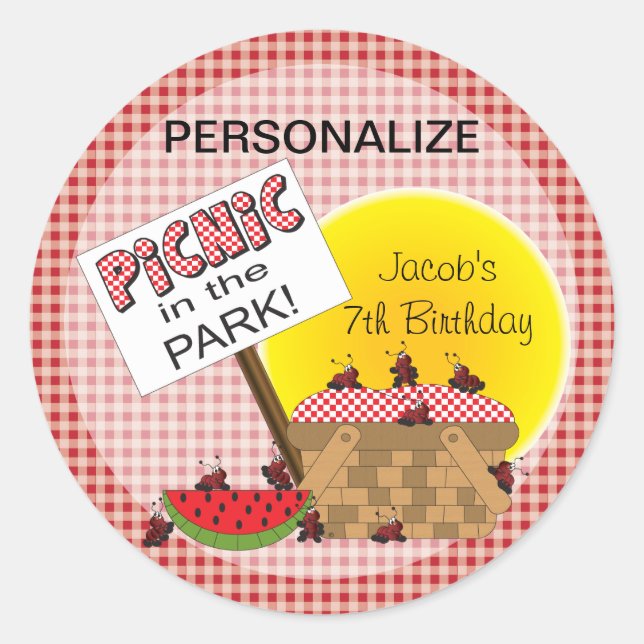 Sticker Rond Pique-nique dans le parc | Toutes les occasions (Devant)