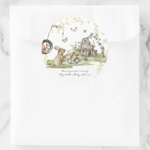 Sticker Rond Pique-nique en forêt Baby Shower Animaux de la F