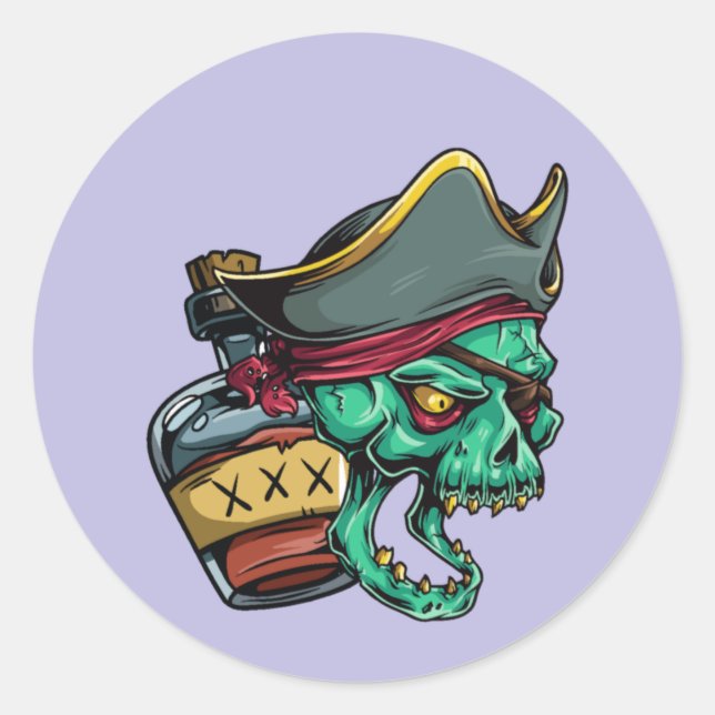 Sticker Rond Pirat Flasche Rum pirate bottle rhum (Devant)