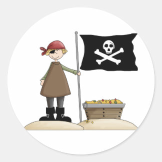 Sticker Rond Pirate avec son trésor