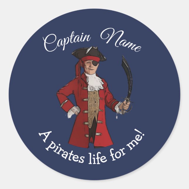 Sticker Rond Pirate bleu marine (Devant)