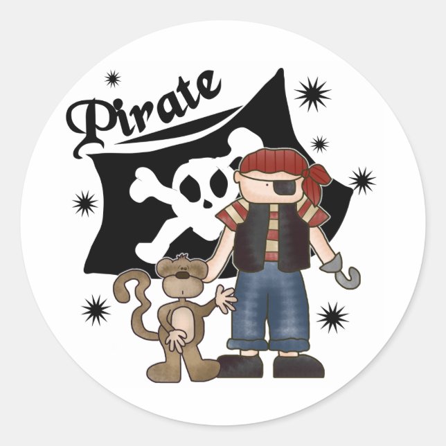 Sticker Rond Pirate Boy with Monkey (Devant)