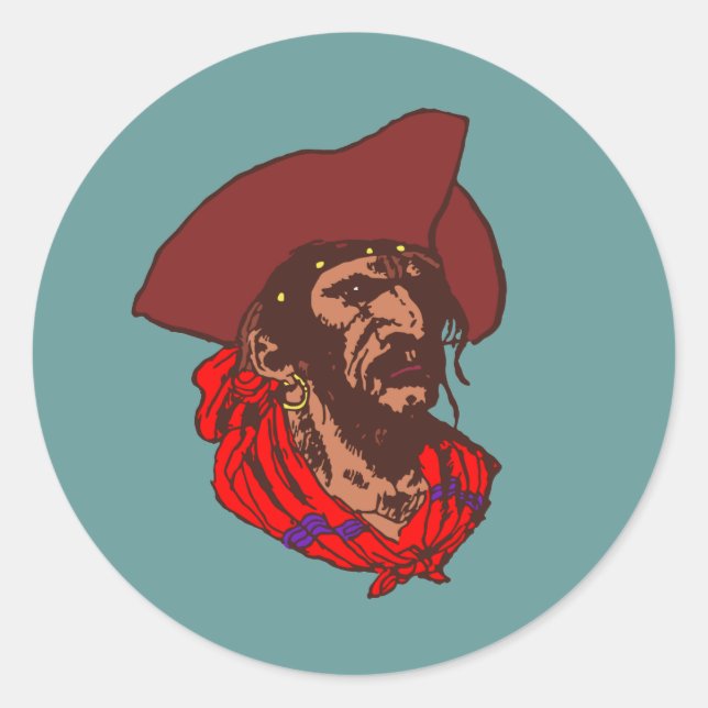 Sticker Rond Pirate Buccaneer corsair pirate (Devant)