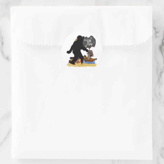 Sticker Rond Pirate Capitaine Sasquatch (Sac)