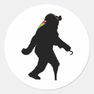 Sticker Rond Pirate Capitaine Sasquatch