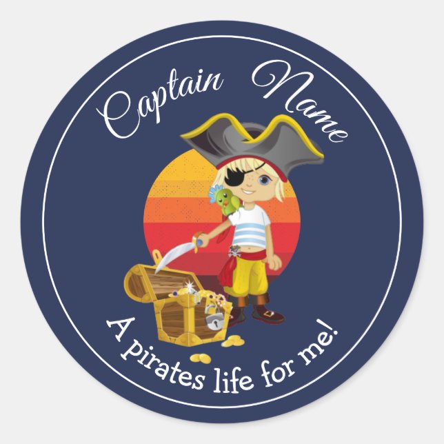 Sticker rond Pirate Classic Boy Party (Devant)