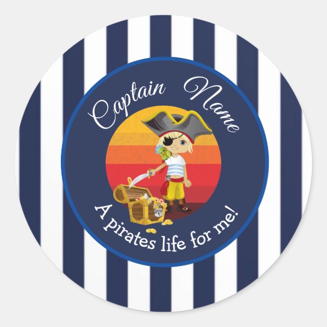 Sticker rond Pirate Classic Boy Party (Devant)
