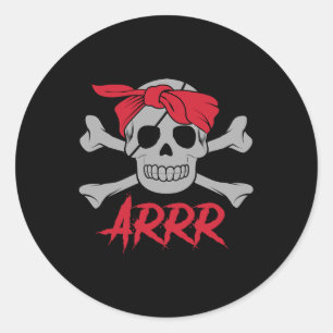 Sticker Rond Pirate Crâne mort avec patchs d'oeil Halloween