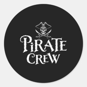 Sticker Rond Pirate Crew Funny Halloween Costume Papa Maman Gar