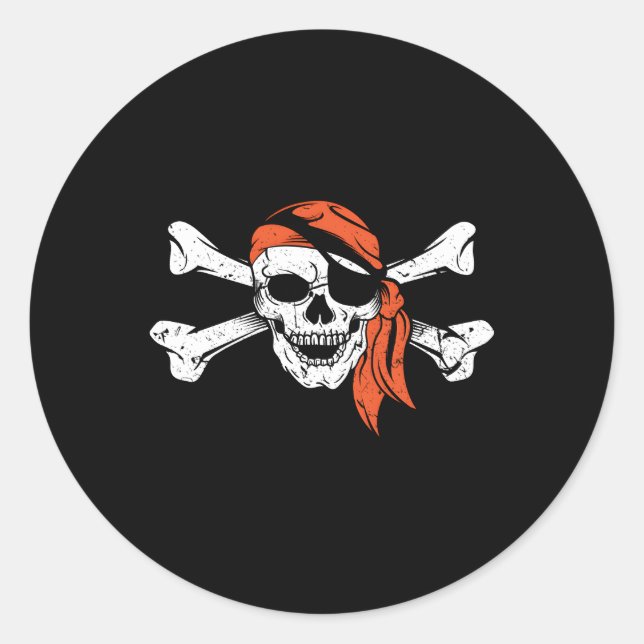 Sticker Rond Pirate Crossbones Pirate Drapeau (Devant)