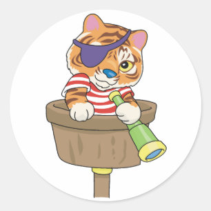 Sticker Rond Pirate de chat
