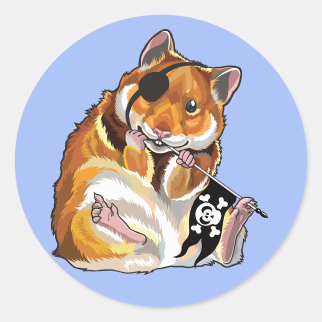 Sticker Rond pirate de hamster d'or (Devant)