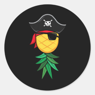 Sticker Rond Pirate d'Halloween vers le haut des pivots d'anana