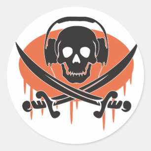 Sticker Rond Pirate DJ