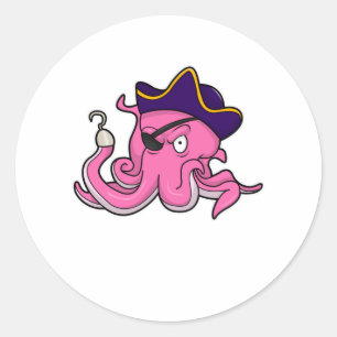 Sticker Rond Pirate d'octopus à la main tendue