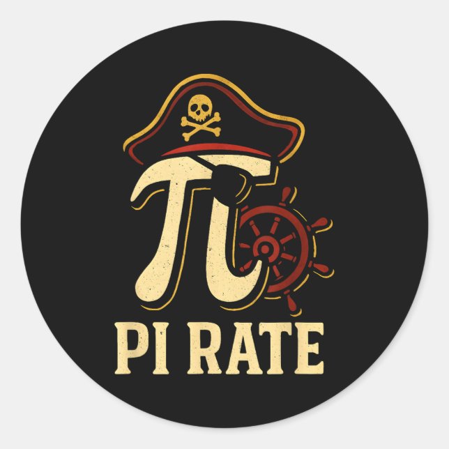 Sticker Rond Pirate drôle de maths Pirate Jour de Pi 3.14 Ensei (Devant)