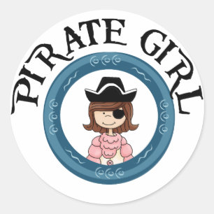 Sticker Rond Pirate Girl