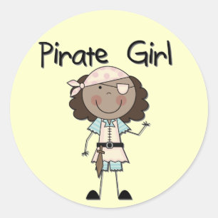 Sticker Rond Pirate Girl African American Tshirts and Gifts