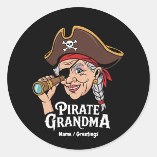 Sticker Rond Pirate grand-mère drôle grand-mère Halloween costu