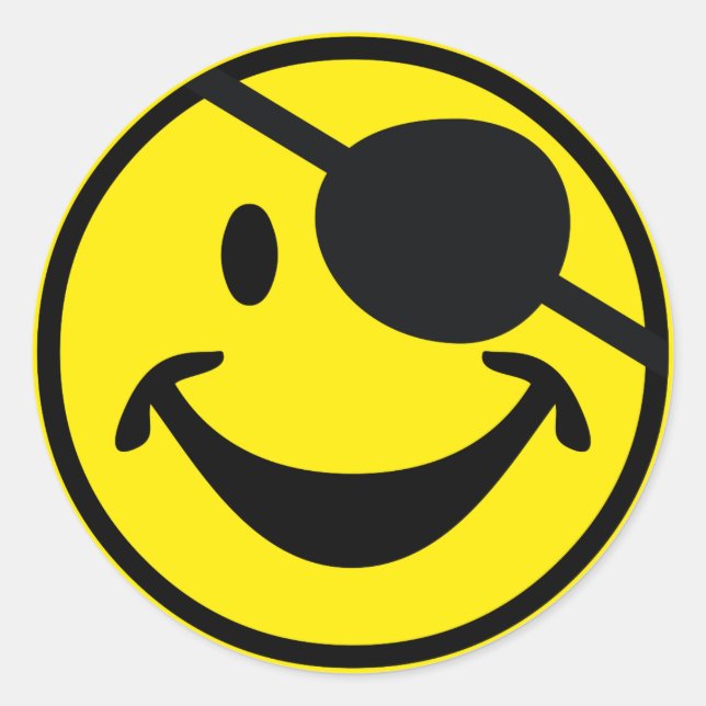 Sticker Rond Pirate jaune + votre dos. & idées (Devant)