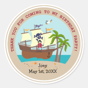 Sticker Rond Pirate kid birthday