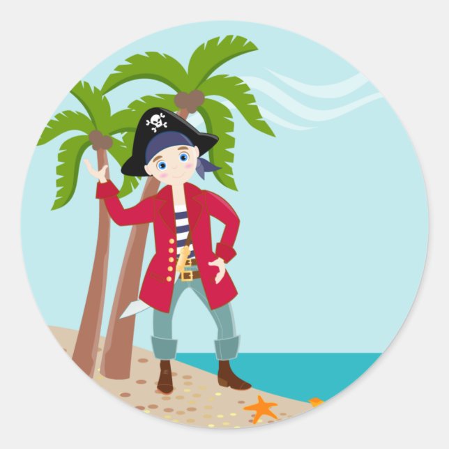 Sticker Rond Pirate kid birthday (Devant)