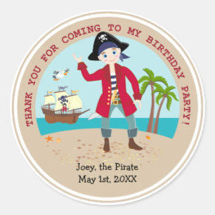 Sticker Rond Pirate kid birthday