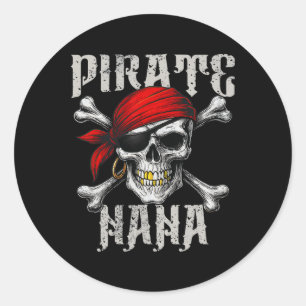 Sticker Rond Pirate Nana Jolly roger Drapeau Et Crossbones Crân