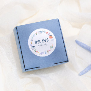 Sticker Rond Pirate Ocean Under the Sea Boy Anniversaire
