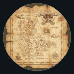 Sticker Rond Pirate Old Vintage Treasure Carte Anniversaire Fêt<br><div class="desc">Customisez avec n'importe quel texte ou laissez vide.</div>