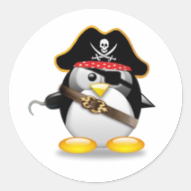 Sticker Rond Pirate Penguin (Devant)