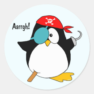 Sticker Rond Pirate Penguin
