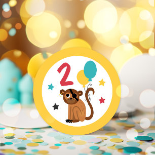 Sticker Rond Pirate Singe Pirate Trésor Anniversaire fête