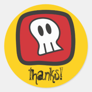 Sticker Rond Pirate Skeleton Skull & Bones Boy's Birthday Party