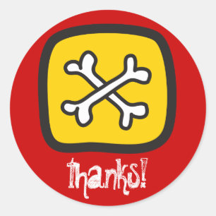 Sticker Rond Pirate Skeleton Skull & Bones Boy's Birthday Party