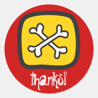 Sticker Rond Pirate Skeleton Skull & Bones Boy's Birthday Party