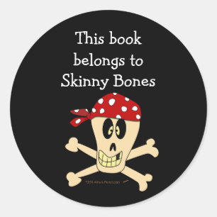 Sticker Rond Pirate Skull and Crossbones Custom Bossier