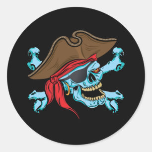 Sticker Rond Pirate Skull & Crossbone