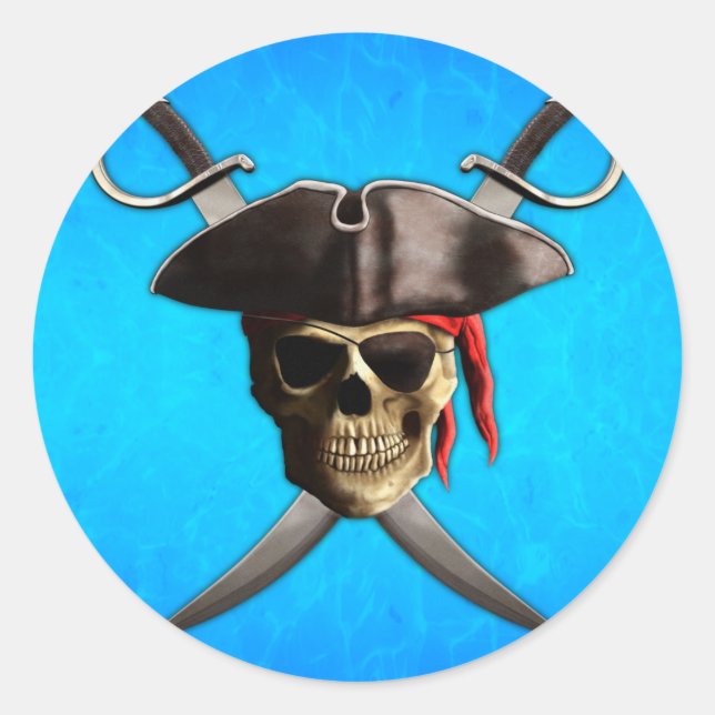 Sticker Rond Pirate Skull Swords (Devant)